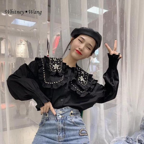 whitney wang blouses 2020 spring fashion layered peter pan collar pearls beading blouse women blusas lady shirt top, White
whitney wang blouses 2020 spring fashion layered peter pan collar pearls beading blouse women blusas lady shirt top, White