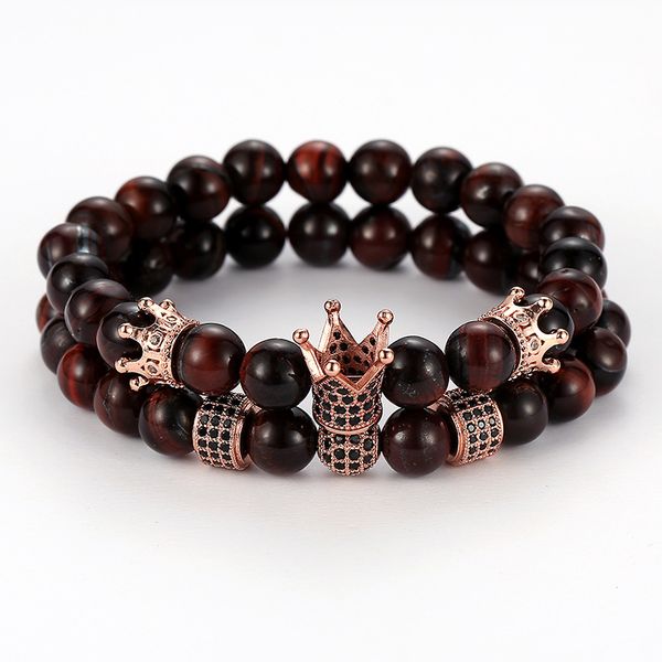 2pc/set crown bracelet 8mm red tiger eye stone cubic zirconia ball bracelet luxury designer jewelry fashion women men bracelects gift, Black
2pc/set crown bracelet 8mm red tiger eye stone cubic zirconia ball bracelet luxury designer jewelry fashion women men bracelects gift, Black