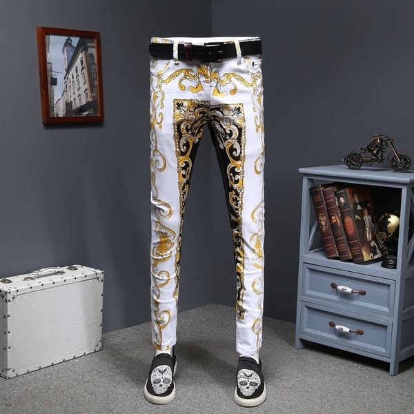 luxury print jean homme slim designer jeans skinny fit gold denims pant men erkek kot pantolon, Blue
luxury print jean homme slim designer jeans skinny fit gold denims pant men erkek kot pantolon, Blue