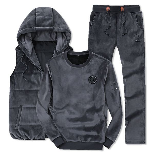 winter fashion men's tracksuits hoodie vest+pants +sweatshirt gold velvet 3 piece set men sporting suits, Gray
winter fashion men's tracksuits hoodie vest+pants +sweatshirt gold velvet 3 piece set men sporting suits, Gray
