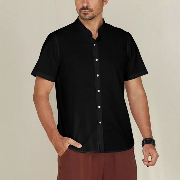 2019 summer shorts sleeve shirts men 100% linen breathable henry collar brand clothing shirt plus size cd019518, White;black
2019 summer shorts sleeve shirts men 100% linen breathable henry collar brand clothing shirt plus size cd019518, White;black