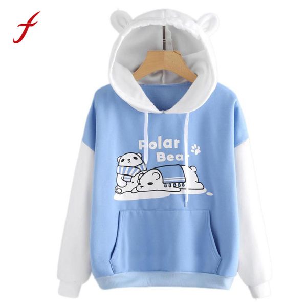 2018 feitong kawaii lovely polar bear ear letter splice sweatshirt animal cute print kangaroo pocket hoodie with pocket, Black
2018 feitong kawaii lovely polar bear ear letter splice sweatshirt animal cute print kangaroo pocket hoodie with pocket, Black