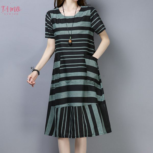 womens vintage striped print short sleeve ladies casual knee dress cotton linen 2020 vestidos plus size striped, Black;gray
womens vintage striped print short sleeve ladies casual knee dress cotton linen 2020 vestidos plus size striped, Black;gray