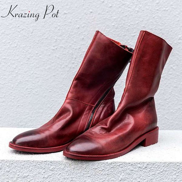 krazing pot full grain leather round toe elegant women thick heel streetwear leisure back zipper style casual mid-calf boots l12, Black
krazing pot full grain leather round toe elegant women thick heel streetwear leisure back zipper style casual mid-calf boots l12, Black