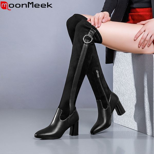 moonmeek fashion stretch+genuine leather boots women square tow zip over the knee boots high heels prom autumn winter 2020, Black
moonmeek fashion stretch+genuine leather boots women square tow zip over the knee boots high heels prom autumn winter 2020, Black