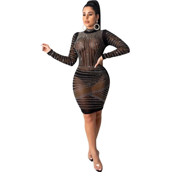 woman bodycon mini dresses mesh long sleeve see through turtleneck evening party elegant shiny dress, Black;gray
woman bodycon mini dresses mesh long sleeve see through turtleneck evening party elegant shiny dress, Black;gray
