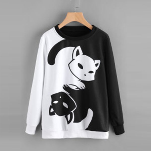 winter new fashion black and white color patchwork hoodies women cat pattern pullover sweatshirt female tracksuit warm
winter new fashion black and white color patchwork hoodies women cat pattern pullover sweatshirt female tracksuit warm