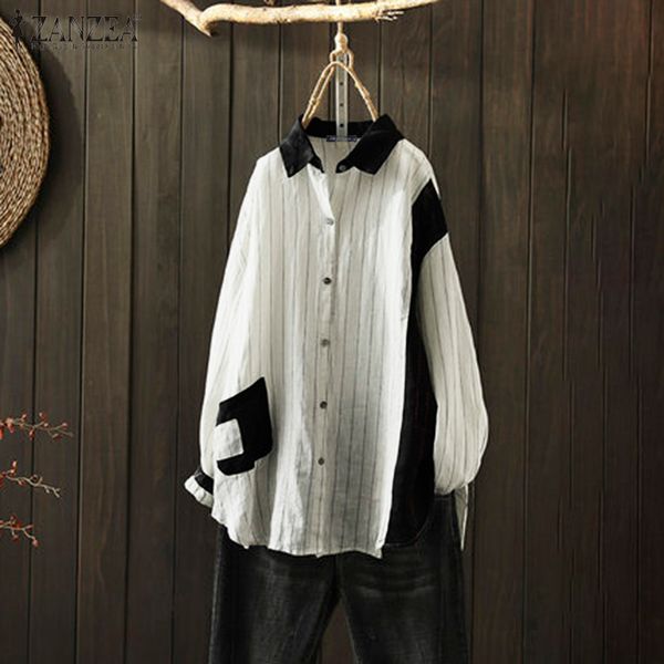 zanzea women's blouse office lady work shirt casual cotton linen tunic 2019 autumn female patchwork stripe blusas chemise 7, White
zanzea women's blouse office lady work shirt casual cotton linen tunic 2019 autumn female patchwork stripe blusas chemise 7, White