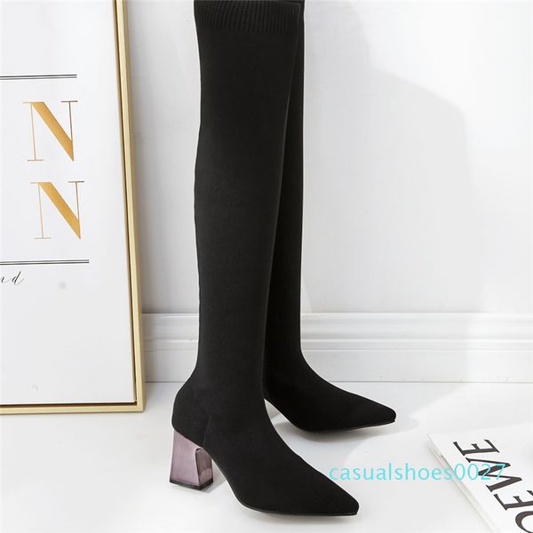 2019 winter women over the knee slip-on square 8cm high heels boots female long sock boots ladies winter shoes c27, Black
2019 winter women over the knee slip-on square 8cm high heels boots female long sock boots ladies winter shoes c27, Black