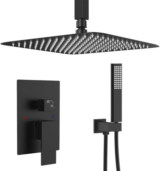 black shower system- 12 inches ceiling shower faucet set with square rain shower head and handheld-shower combo set for bathroom-easy instal
black shower system- 12 inches ceiling shower faucet set with square rain shower head and handheld-shower combo set for bathroom-easy instal