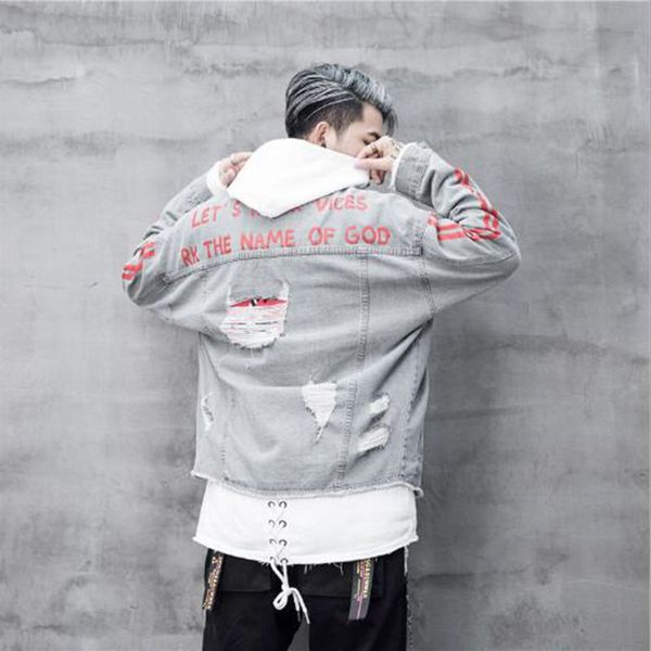 2018 jacket men loose new denim shirt original men jacket high street letter print shredded, Black;brown
2018 jacket men loose new denim shirt original men jacket high street letter print shredded, Black;brown
