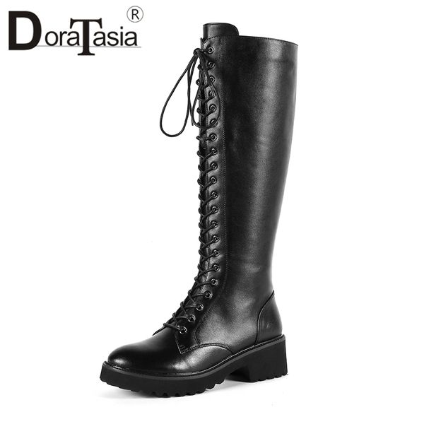 doratasia 2019 autumn girl black platform knee high boots women genuine leather lace-up riding boots med heels shoes woman 34-43
doratasia 2019 autumn girl black platform knee high boots women genuine leather lace-up riding boots med heels shoes woman 34-43