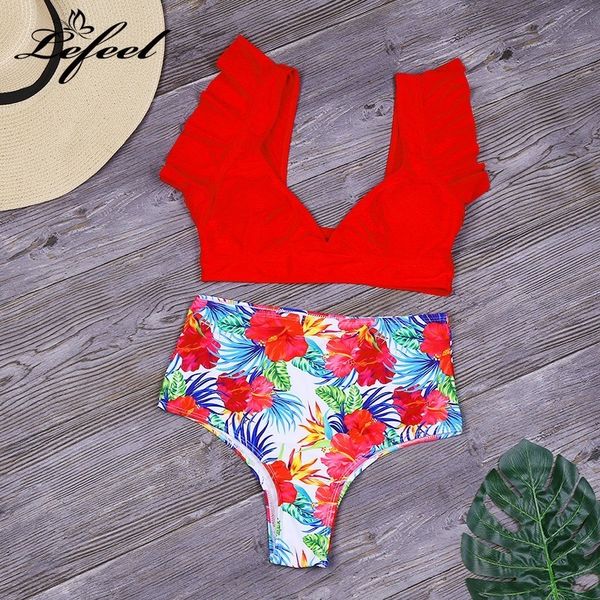 lefeel ruffle bikini set floral high wasit swimsuit backless print swimwear solid women bathing suit 2019 new beach wear, White;black
lefeel ruffle bikini set floral high wasit swimsuit backless print swimwear solid women bathing suit 2019 new beach wear, White;black