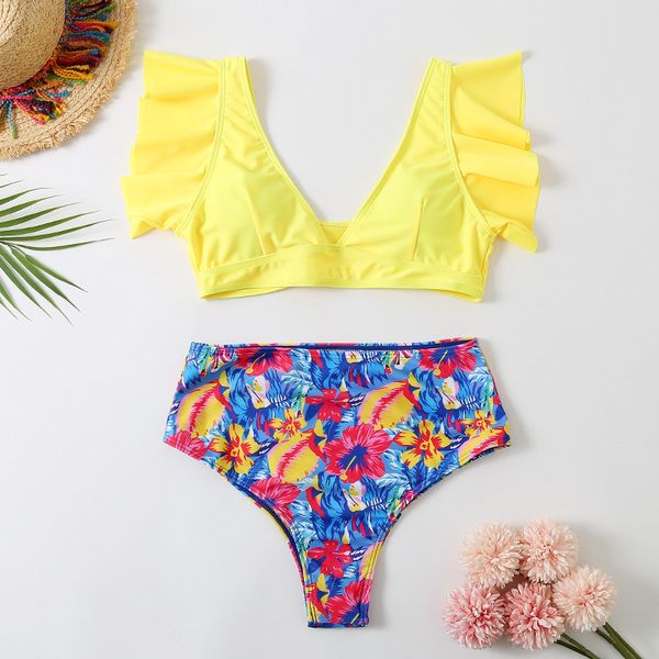 heap bikini set high waist ruffled bikini set flounce biquini swimwear women two pieces swimsuit floral beachwear v-neck bathin a6194, White
heap bikini set high waist ruffled bikini set flounce biquini swimwear women two pieces swimsuit floral beachwear v-neck bathin a6194, White