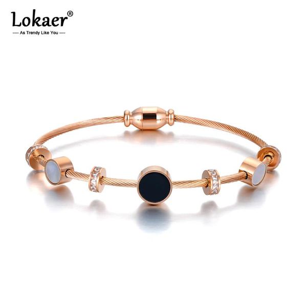 bangle lokaer trendy black/white shell charm bracelets for women stainless steel cz link chain bracelet birthday gift b20021
bangle lokaer trendy black/white shell charm bracelets for women stainless steel cz link chain bracelet birthday gift b20021