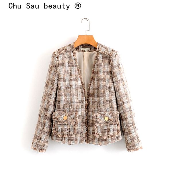 chu sau beauty new fashion autumn winter plaid woolen fabric blazers casual chic burrs tassel double pocket outer wear female, White;black
chu sau beauty new fashion autumn winter plaid woolen fabric blazers casual chic burrs tassel double pocket outer wear female, White;black