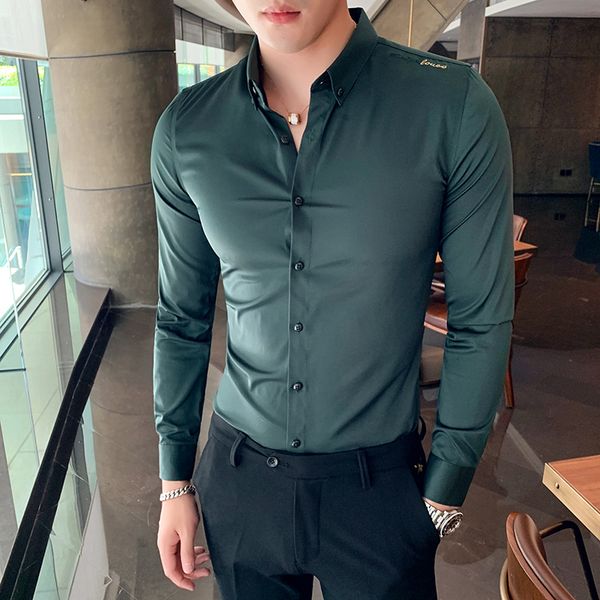 3colors men solid shirt business gentlemen work shirts long sleeve slim fit non-iron anti-wrinkle blouse homme embroidery, White;black
3colors men solid shirt business gentlemen work shirts long sleeve slim fit non-iron anti-wrinkle blouse homme embroidery, White;black