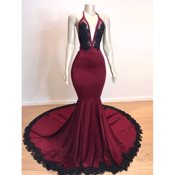 long mermaid prom dresses 2020 new sleeveless black applique sweep strain halter neck formal evening dress party gowns, White;black
long mermaid prom dresses 2020 new sleeveless black applique sweep strain halter neck formal evening dress party gowns, White;black