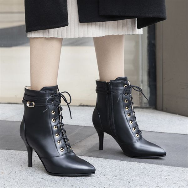 sarairis fashion plus size 30-48 pointed toe shoelaces high heel shoes woman party office lady autumn ankle boots women, Black
sarairis fashion plus size 30-48 pointed toe shoelaces high heel shoes woman party office lady autumn ankle boots women, Black