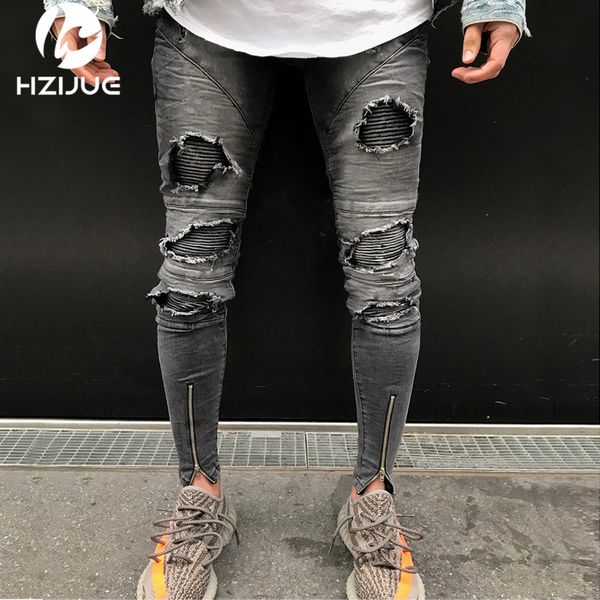 hzijue 2018 new hem zipper stretch knee ripped biker jeans men hole hip hop brand clothing skinny jeans fashion brand men pants, Blue
hzijue 2018 new hem zipper stretch knee ripped biker jeans men hole hip hop brand clothing skinny jeans fashion brand men pants, Blue