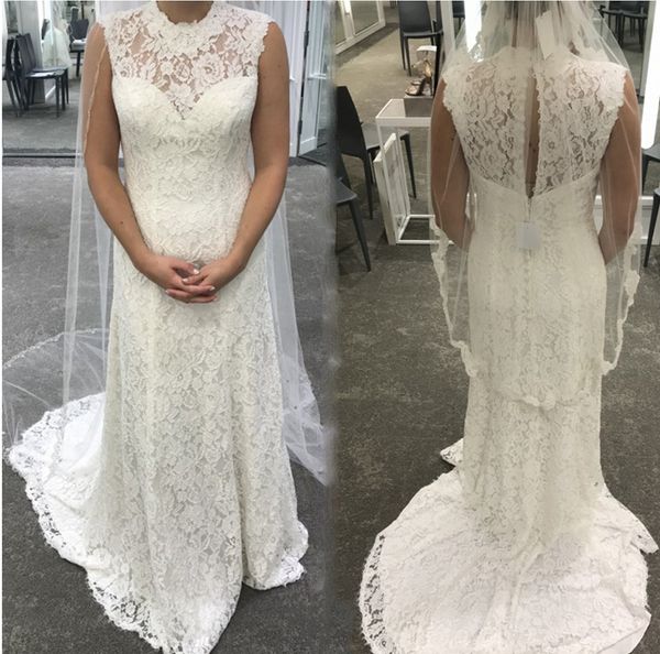 2020 elegant sheath mermaid wedding dresses sheer high neck wedding gowns summer handmade sweep train lace bridal dress custom made, White
2020 elegant sheath mermaid wedding dresses sheer high neck wedding gowns summer handmade sweep train lace bridal dress custom made, White