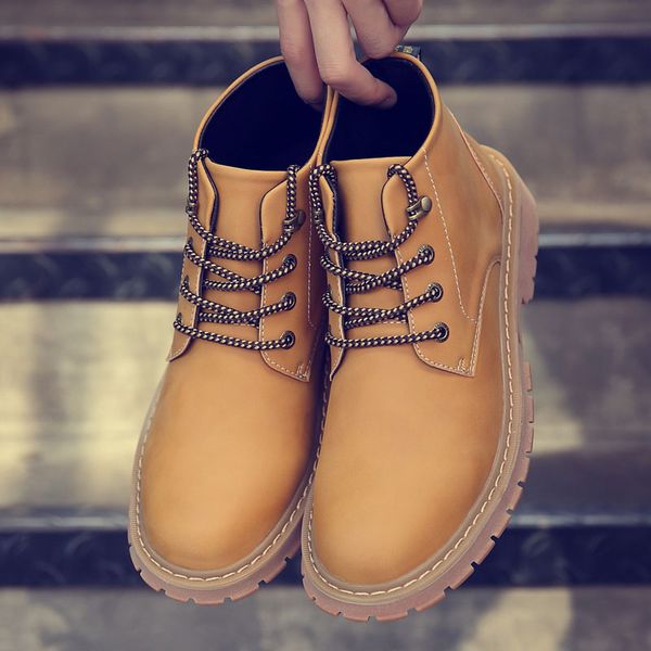 man autumn winter boots comfortable mens working safety boots yellow brown lace up vintage shoes for men, Black
man autumn winter boots comfortable mens working safety boots yellow brown lace up vintage shoes for men, Black