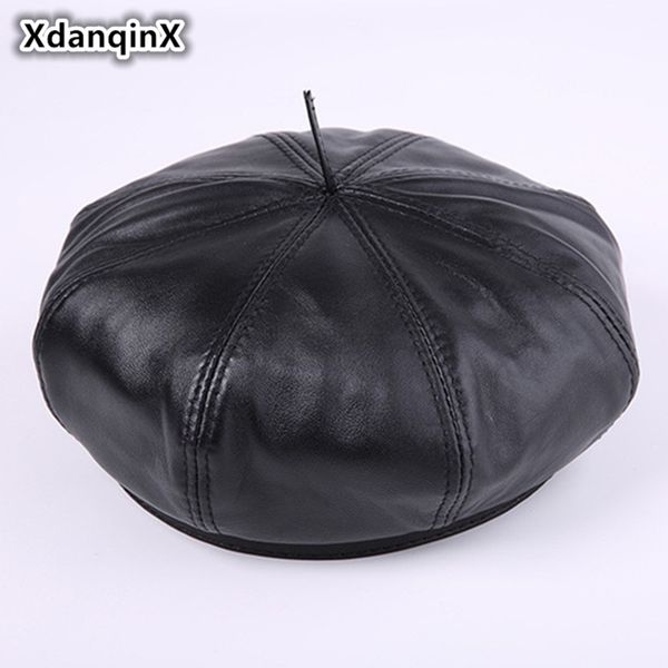 xdanqinx women's genuine leather hat 2019 autumn new sheepskin berets for women elegant ladies fashion leather caps snapback cap, Blue;gray
xdanqinx women's genuine leather hat 2019 autumn new sheepskin berets for women elegant ladies fashion leather caps snapback cap, Blue;gray
