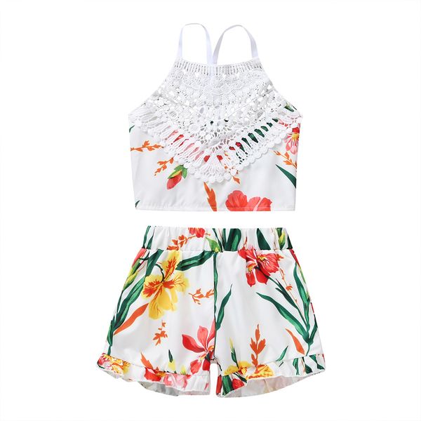 2019 new summer toddler baby girls clothes sets floral print lace sleeveless vest+shorts 6m-5y, White
2019 new summer toddler baby girls clothes sets floral print lace sleeveless vest+shorts 6m-5y, White