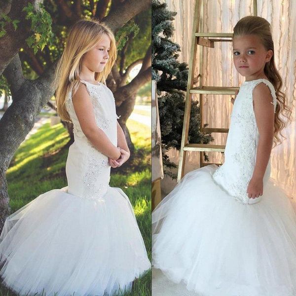 sleeveless mermaid flower girl dresses with appliques for weddings holy first communion dresses tulle for wedding party dresses, White;blue
sleeveless mermaid flower girl dresses with appliques for weddings holy first communion dresses tulle for wedding party dresses, White;blue
