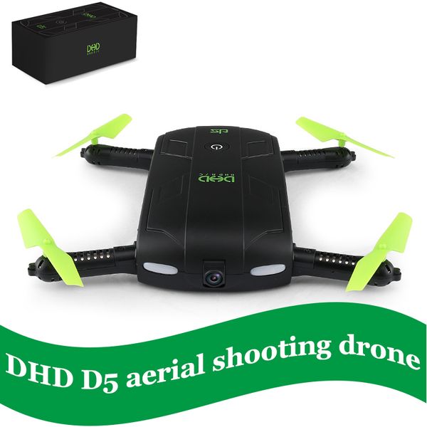 

new arrival dhd d5 selfie fpv mini drone with hd camera foldable rc pocket drones phone control quadcopter vs jjrc h37 523 helicopter