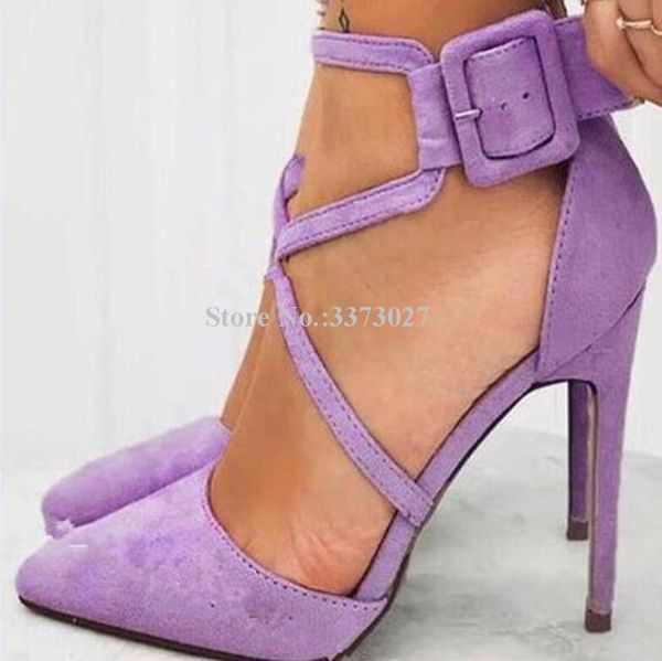 sandals purple suede cross strap women shoes fashion pointed toe big buckle stiletto heel lady real pos, Black
sandals purple suede cross strap women shoes fashion pointed toe big buckle stiletto heel lady real pos, Black