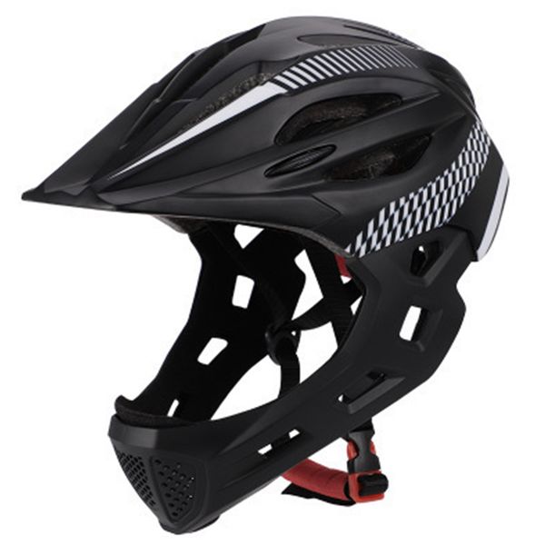 

riding bike full face with rear light bicycle helmet outdoor children chin protective safe cycling balance detachable