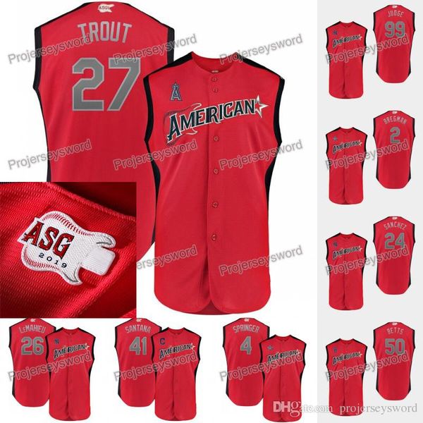American League Mike Trout 2019 Game Jersey George Springer Gary Sanchez Gleyber Torres Jose Altuve Mookie Betts Aaron Judge Nelson Cruz
American League Mike Trout 2019 Game Jersey George Springer Gary Sanchez Gleyber Torres Jose Altuve Mookie Betts Aaron Judge Nelson Cruz