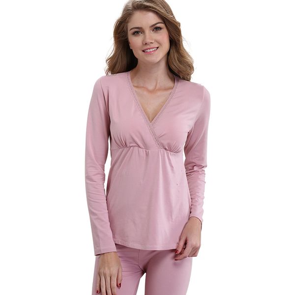 pregnant women pajamas set cotton qualitative postpartum lactation suit long sleeve v-neck pink nursing +trousers, White
pregnant women pajamas set cotton qualitative postpartum lactation suit long sleeve v-neck pink nursing +trousers, White