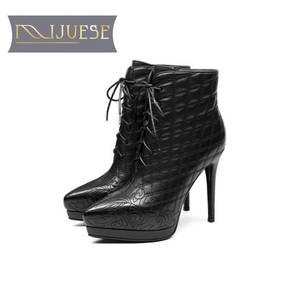 mljuese 2019 women ankle boots cow leather rome style lace up totem platform stiletto boots thin heel high heel women, Black
mljuese 2019 women ankle boots cow leather rome style lace up totem platform stiletto boots thin heel high heel women, Black