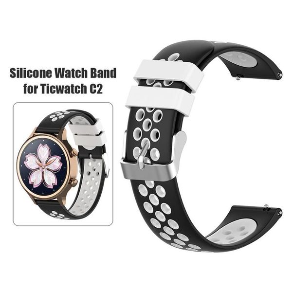 18mm soft silicone dual color watch band wrist strap replacement for ticwatch c2 simple design style fashion good-looking, Black;brown
18mm soft silicone dual color watch band wrist strap replacement for ticwatch c2 simple design style fashion good-looking, Black;brown