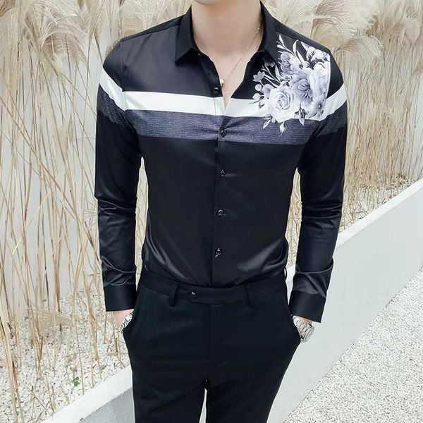 3xl autumn new black shirt men fashion 2020 rose print shirt men long sleeve striped shirts for casual slim fit blouse homme, White;black
3xl autumn new black shirt men fashion 2020 rose print shirt men long sleeve striped shirts for casual slim fit blouse homme, White;black