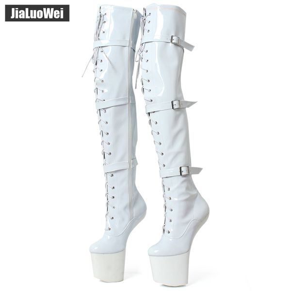 jialuowei high leg boots lace up extreme high heel fetish heelless horse stallion hoof sole over knee boots crotch high boots, Black
jialuowei high leg boots lace up extreme high heel fetish heelless horse stallion hoof sole over knee boots crotch high boots, Black