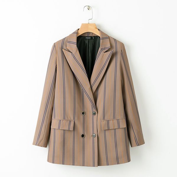 hee grand women striped blazers spring-autumn 2019 vintage double breasted jackets female office lady suits chic outwears wwx499, White;black
hee grand women striped blazers spring-autumn 2019 vintage double breasted jackets female office lady suits chic outwears wwx499, White;black