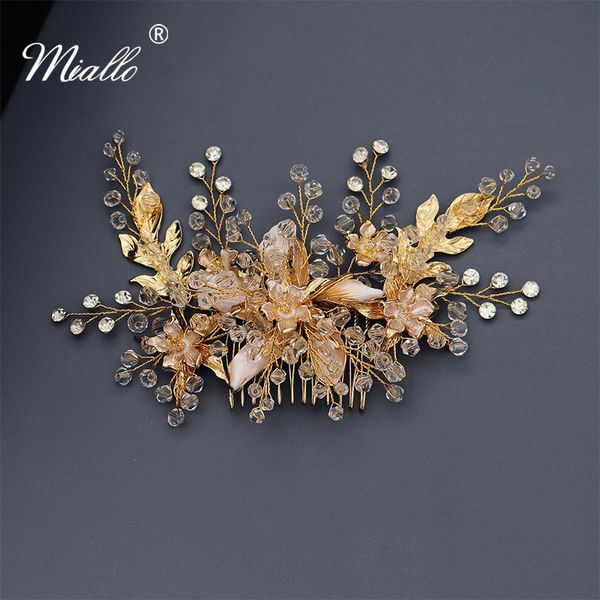 miallo gold flowers bridal hair comb wedding hair accessories austrian crystal handmade clips headpieces, Golden;white
miallo gold flowers bridal hair comb wedding hair accessories austrian crystal handmade clips headpieces, Golden;white