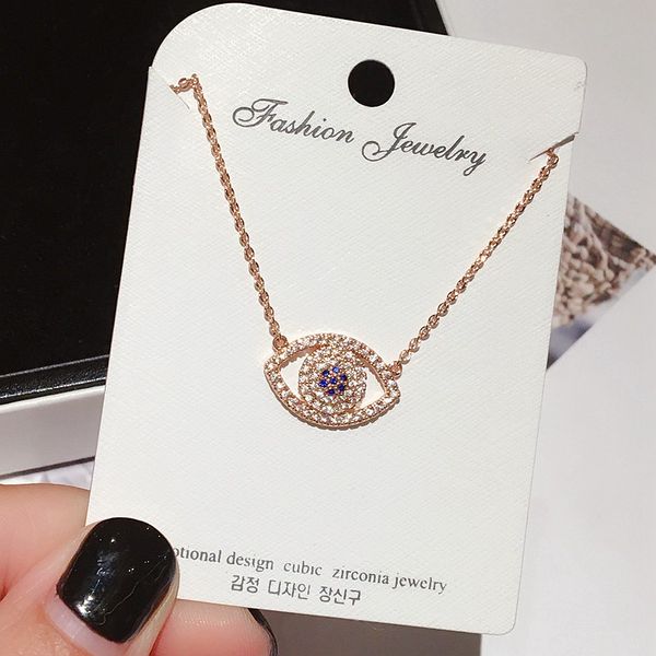 high-end evil eye pendant necklace rose gold color micro paved cubic zirconia necklace chain for women, Silver
high-end evil eye pendant necklace rose gold color micro paved cubic zirconia necklace chain for women, Silver