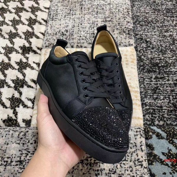 perfect designer black silk with strass red bottom sneakers shoes dress party famous brand rhinestone casual walking with original box
perfect designer black silk with strass red bottom sneakers shoes dress party famous brand rhinestone casual walking with original box