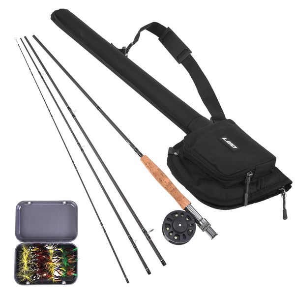 9' Fishing Rod And Reel Combo With Carry Bag 20 Flies Complete Starter Package Fishing Kit Pesca