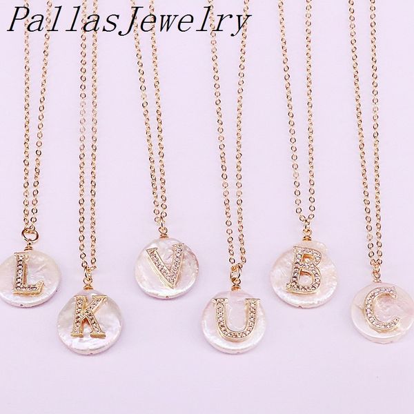 10pcs natural freshwater pearl & cz pave 26 letter round coin shape white pearl charms pendant necklace, Silver
10pcs natural freshwater pearl & cz pave 26 letter round coin shape white pearl charms pendant necklace, Silver