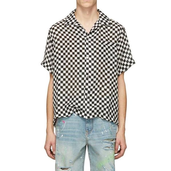 19ss am1r1 black white silk checkerboard t-shirt lattice shirt tee short sleeve street fashion t-shirt tooling holiday tee summer hfymtx593, White;black 
19ss am1r1 black white silk checkerboard t-shirt lattice shirt tee short sleeve street fashion t-shirt tooling holiday tee summer hfymtx593, White;black