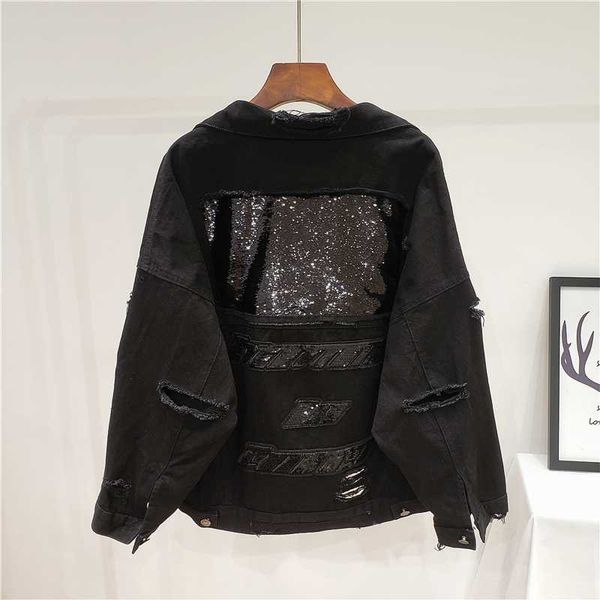 women's jackets 2021 spring autumn fashion holes frayed sequins short denim jacket women outwear korean loose red black jeans coat fema, Black;brown
women's jackets 2021 spring autumn fashion holes frayed sequins short denim jacket women outwear korean loose red black jeans coat fema, Black;brown