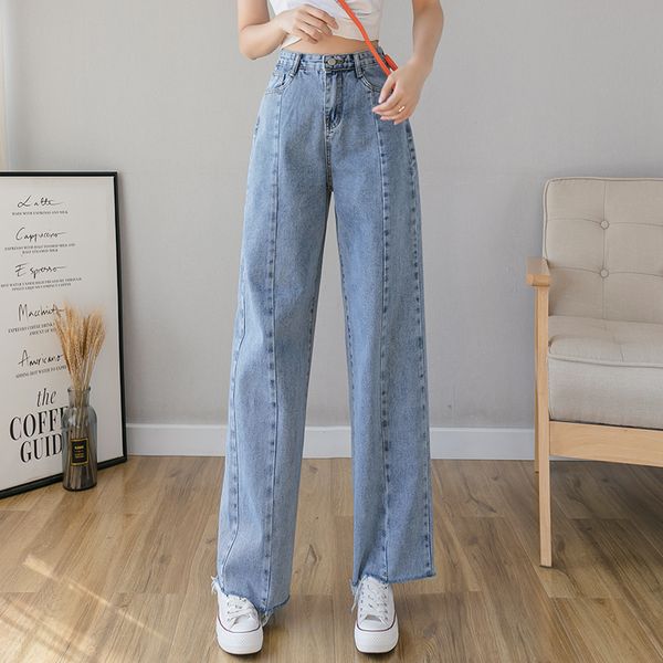 new loose jeans for girls high waist flare hem with channels cotton jeans women, Blue
new loose jeans for girls high waist flare hem with channels cotton jeans women, Blue