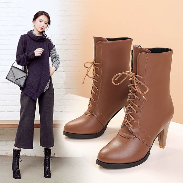 women's rubber boots booties ladies boots-women fashion womens shoes 2019 low heels booties round toe winter footwear lace up, Black
women's rubber boots booties ladies boots-women fashion womens shoes 2019 low heels booties round toe winter footwear lace up, Black