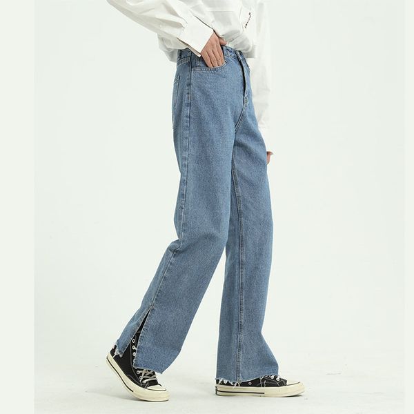 men vintage casual classic jeans pants male retro high street hip hop split straight denim trousers japan korea style pant, Blue
men vintage casual classic jeans pants male retro high street hip hop split straight denim trousers japan korea style pant, Blue