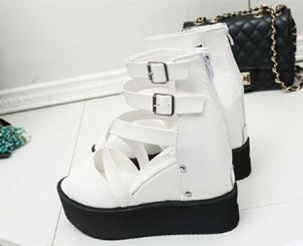 2020 women's high zipper hollowed-out roman sandals muffin thick sole with raised fish mouth wedges for women's shoes, Black
2020 women's high zipper hollowed-out roman sandals muffin thick sole with raised fish mouth wedges for women's shoes, Black